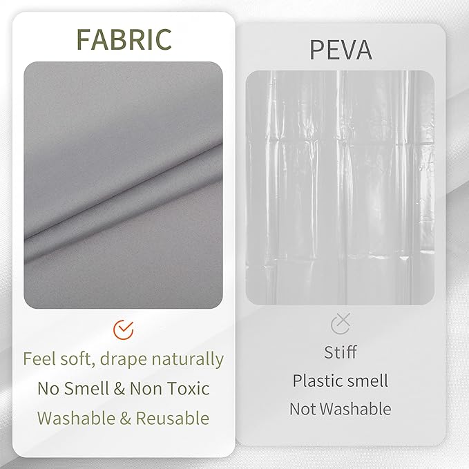 ALYVIA SPRING Long Fabric Shower Curtain Liner Waterproof - 72" x 74", Soft & Lightweight Longer Shower Curtain with 3 Magnets, Machine Washable - 72x74, Grey