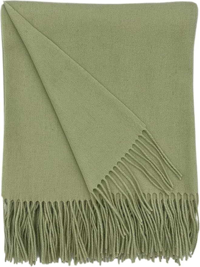 Alashan Cashmere Blend Ripple Finish Woven Throw - Throw Blanket - Sea Glass