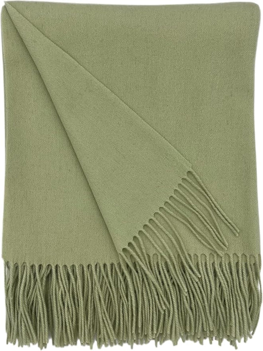 Alashan Cashmere Blend Ripple Finish Woven Throw - Throw Blanket - Sea Glass