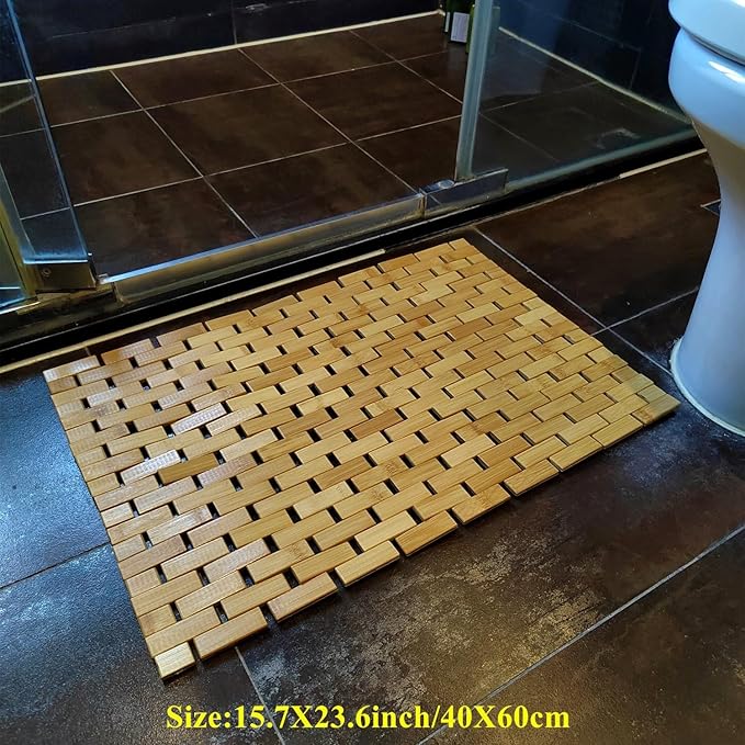 HJJKKH Bath Mat Rayon Derived from Bamboo 15.7X 23.6 inches, Non Slip and Foldable Floor Shower Bath Mat for Bathroom, Bathtub, Shower, Sauna, Hot Tub