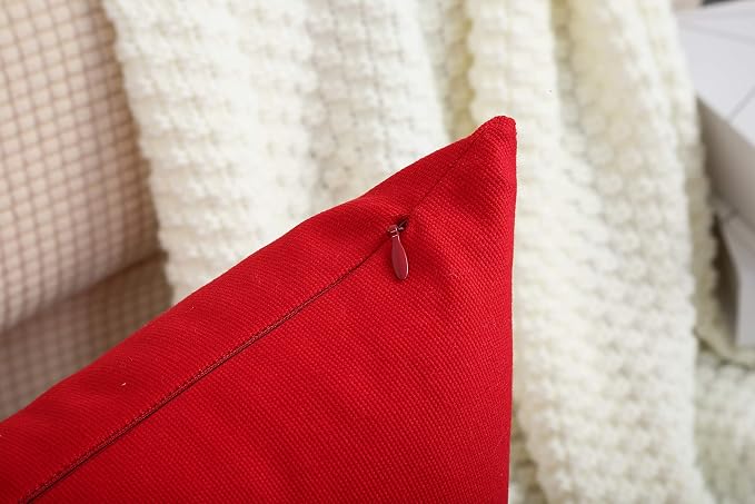 TangDepot 2-Pack Cotton Throw Pillow Covers 18x18 Red Orange | 100% cotton, same-color zip, machine wash & air dry. For living room, bedroom, office, car. 42 colors, 546 sizes. Cover only.