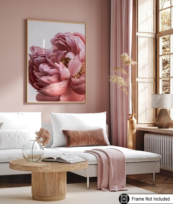 Monem Art Blush Pink Peony Print - Minimalist Floral Photography Poster - Wall Decor for Living Room, Bedroom or Office - 12x16 Unframed Wall Art by Mareike Bohmer