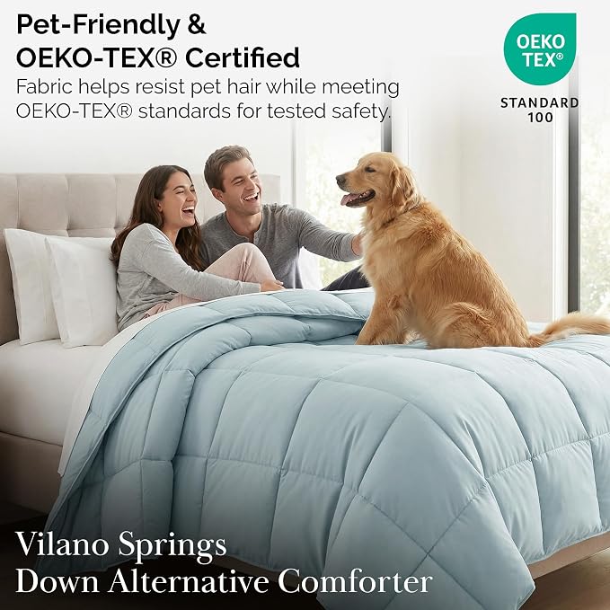 Southshore Fine Living, Inc. Queen Size Comforters, Full Duvet Insert, Down Alternative Comforter, Bedding Queen Size, Cozy Blue Comforters for Fall / Winter, Sky Blue Comforter for Vacation Homes