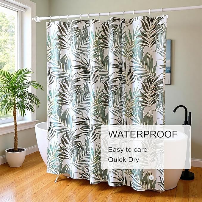 TIKABC Shower Curtain Liner, 4G PEVA Shower Liner, Plastic Waterproof Shower Curtains, 72x72 inch with Grommet Holes 3 Magnetic Weights