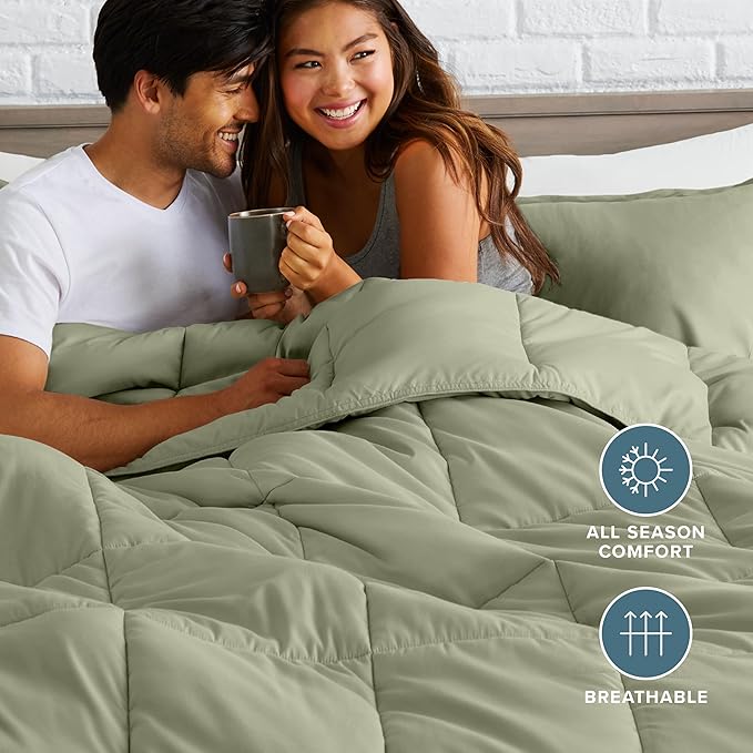 Bare Home Comforter Set - Oversized King Size - Ultra-Soft - Goose Down Alternative - Premium 1800 Series - All Season Warmth (Oversized King, Sage)