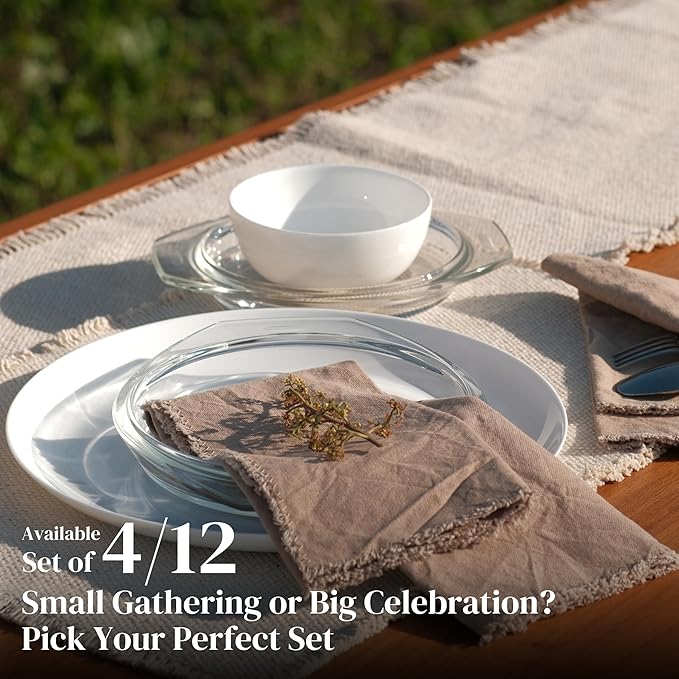 Ramanta Home Cloth Napkins Set of 12 Desert Beige 18x18 Inch - Spring Soft & Durable Frayed Dinner Napkin for Easter Wedding, Birthday | Heavy Weight Fabric Table Linen for Everyday Use Family Dinners