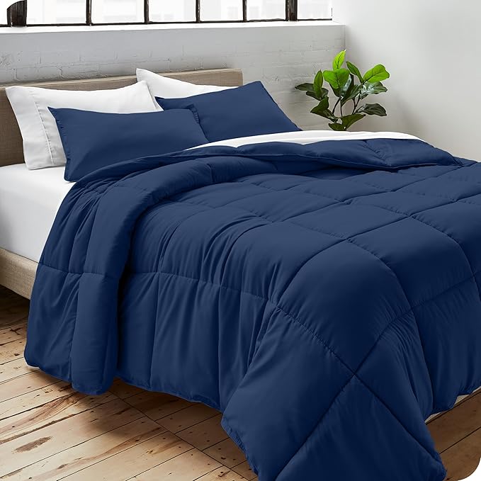 Bare Home Duvet Insert Comforter - Queen Size - Goose Down Alternative - Ultra-Soft - Premium 1800 Series - All Season Warmth - Bedding Comforter (Queen, Dark Blue)