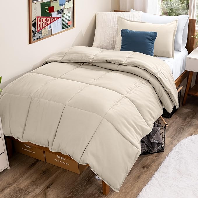 Bare Home Comforter Set - Twin/Twin Extra Long Size - Ultra-Soft - Goose Down Alternative - Premium 1800 Series - All Season Warmth (Sand)