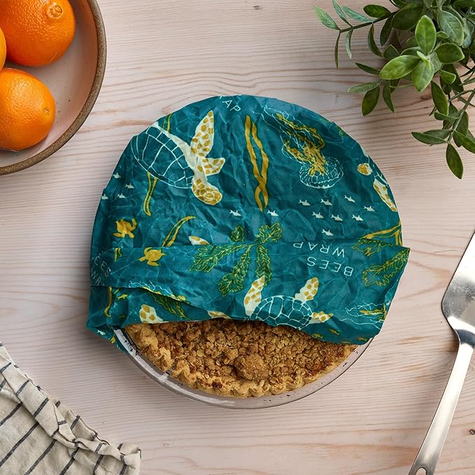 Bee's Wrap Beeswax Wraps for Food - Cut to Size 14x52" Beeswax Wrap Roll - Plastic Free Made in USA Reusable Natural Food Wrap - Ocean