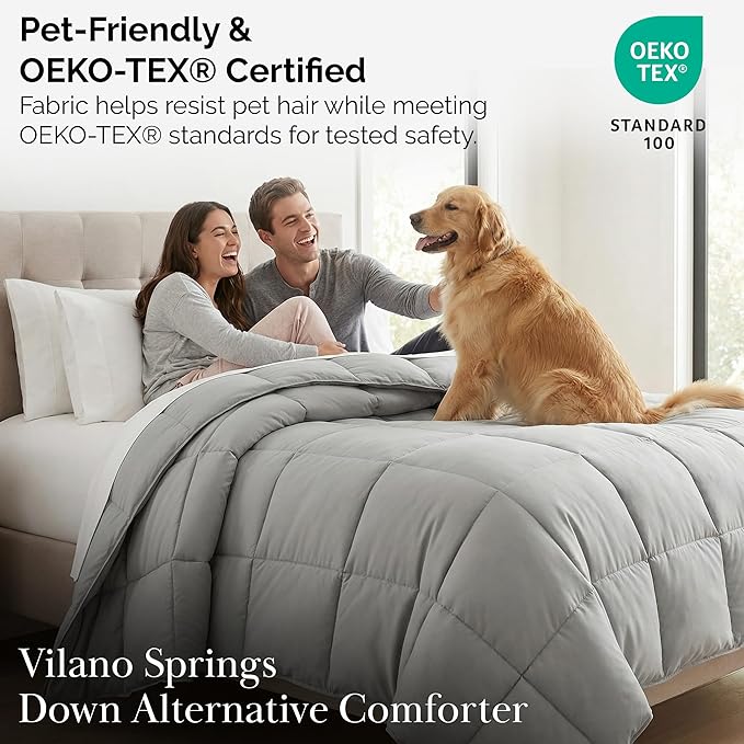 Southshore Fine Living, Inc. Full Size Comforter Only, Comforters Queen Size Bedding, Down-Alternative Grey Queen Comforter for Vacation Homes, Soft Bedding, Fluffy Comforters, Full Size Grey Bedding