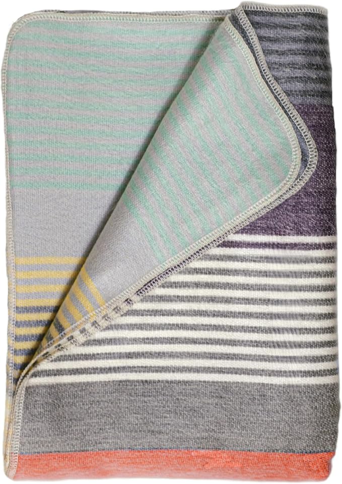 Alpaca Wool Throw Blanket | Warm, Ultra-Soft, 85" x 65" | Breathable, Non-Itchy Blanket-Throw | Hypoallergenic and Beautiful Fabric (Coral & White)