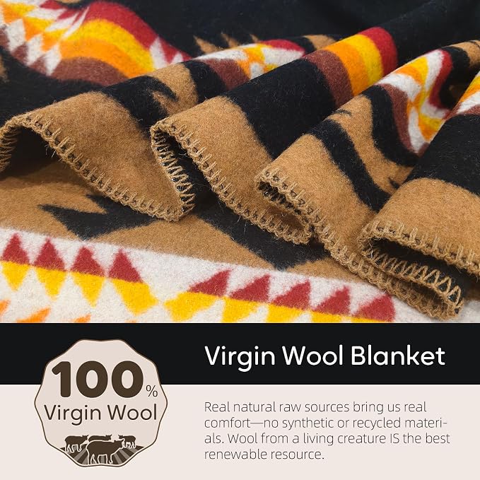 Molithe 100% Wool Blanket, 62" x 86", Warm, Thick, Washable, Military | Great for Camping, Outdoors, Sporting Events, Survival Kits Dusty Sage