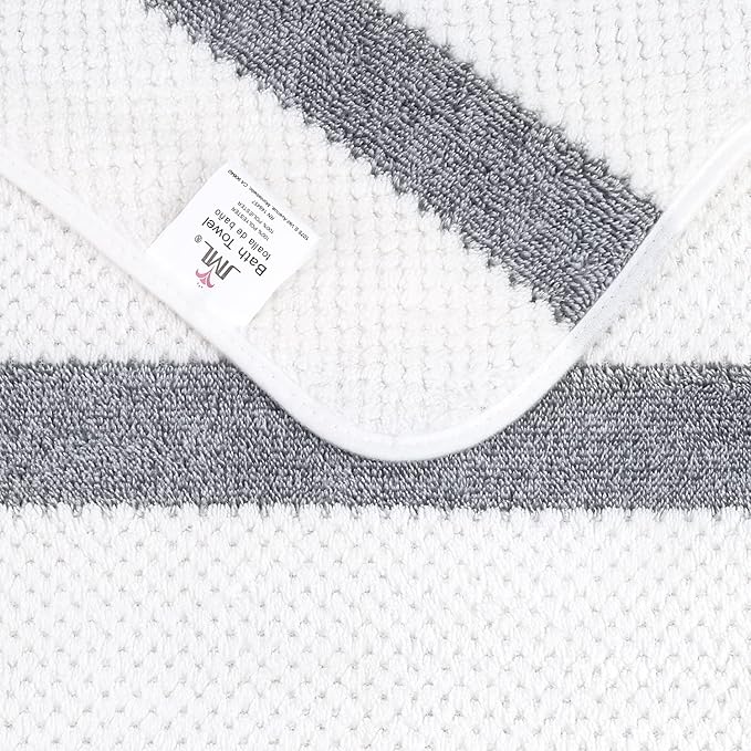JML Large Bath Towels Set of 2, Microfiber Bath Towel for Body, 30" x 60", Oversized, Soft, Super Absorbent, Fast Drying, Use for Sauna, Shower, Pool, Sport, Fitness, Yoga, Waffle Stripe Grey