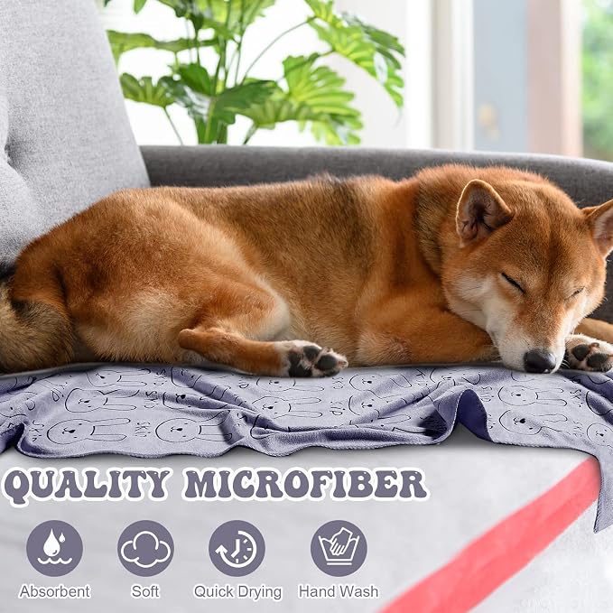 Peryiter 8 Pcs Dog Drying Towels Bulk 55'' x 28'' Pet Grooming Absorbent Microfiber Dog Bath Towels Quick Drying Puppy Bathing Towel for Small Medium Large Cats Pets Bathing Grooming(Grey)