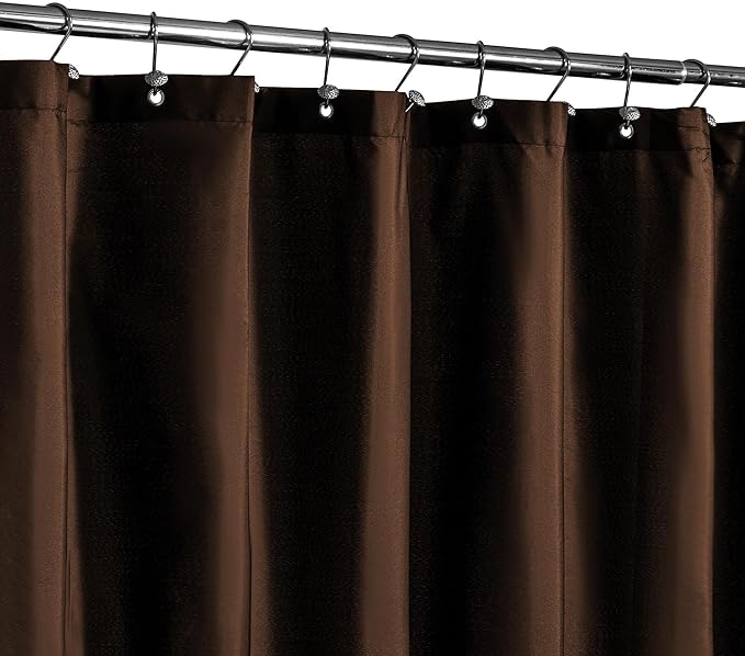 N&Y HOME Fabric Shower Curtain or Liner with Magnets - Brown Shower Curtain for Bathroom with Hotel Quality, Machine Washable - Brown, 72x72