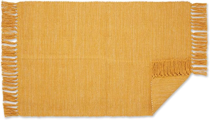 DII Woven Rugs Collection Ribbed Reversible Cotton, 2x3', Honey Gold & Off-White