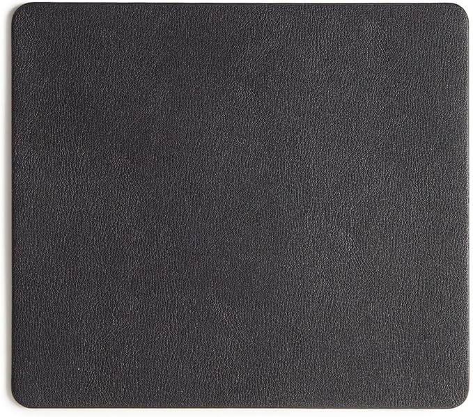 Leatherology Premium Black Modern Mouse Pad – Full Grain Leather Desk Pad with Microsuede Base & Slim Travel Design