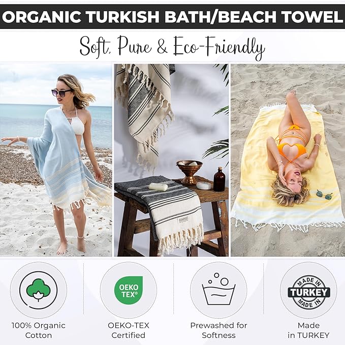 DEMMEX Organic Diamond Turkish Bath & Beach Towel | 100% Oeko-TEX Certified Cotton, Ultra-Soft, Quick-Dry, Lightweight, Compact & Oversized Luxury Peshtemal Towel, Prewashed, 71"x36", Royal Blue