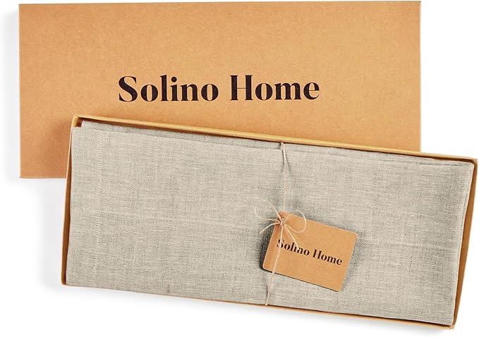 Solino Home 100% Pure Linen Sheer Curtain 18 Inches - European Flax Natural Kitchen Curtain 52 x 18 Inch - Light Filtering Rod Pocket Window Treatment Panel for Cafe, Bedroom, Living Room - 1 Panel