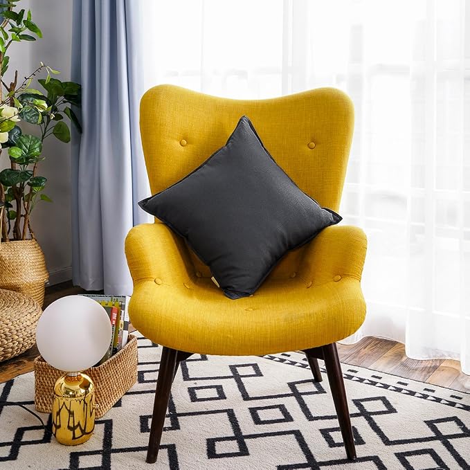 Jeanerlor Set of 2 Decorative Cotton Linen Couch Throw Pillow Case 26"x26" Sofa Pillow Durable Classy, Comfortable Cushion Cover for Living Room Car (65 x 65cm) Dark Grey