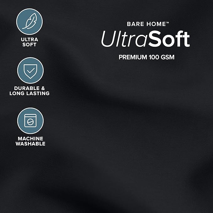 Bare Home Comforter Set - California King Size - Ultra-Soft - Goose Down Alternative - Premium 1800 Series - All Season Warmth (California King, Black)