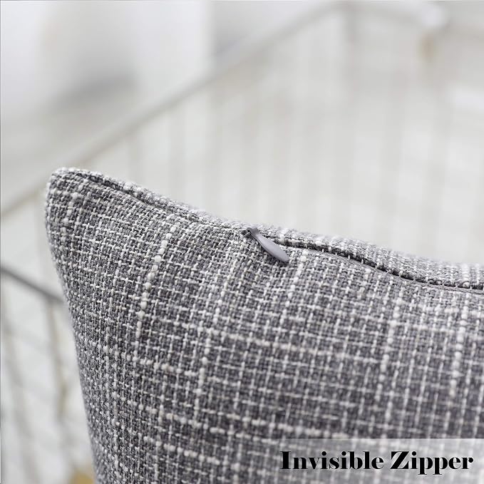 Kevin Textile Decorative Linen Throw Pillow Covers Cushion Case New 2 Tone Star Boho Farmhouse Pillowcases Decorative Cushion Covers for Couch Bed Sofa(26 x 26 Inch,Grey) Set of 2