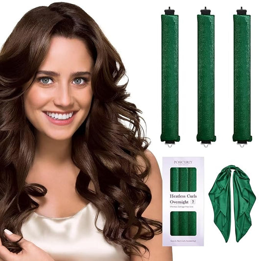 Heatless Hair Curler Overnight Curls-3 Pcs No Heat Curling Blowout Rod to Sleep In,Hair Rollers with Satin Scarf