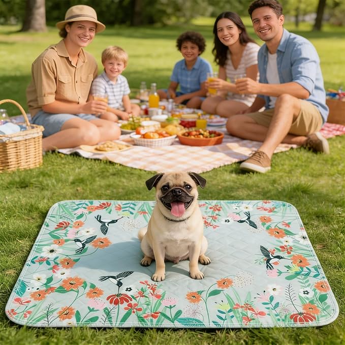 KOOLTAIL Washable Pee Pads for Dogs, 2 Pack Spring Pet Mats Outdoor Picnic Camping, Super Absorbent Reusable Puppy Training Pads Waterproof, Nonslip and Leak-Proof Dog Pee Pads for Floor, Car, 24"*36"