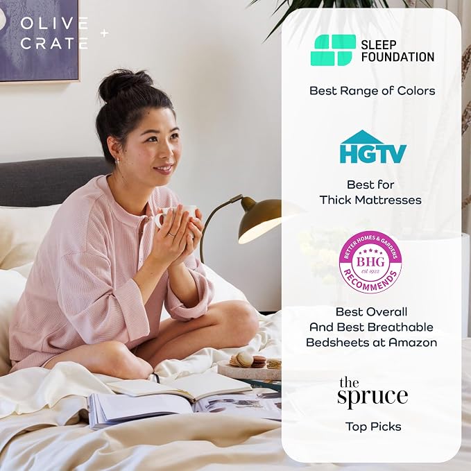Olive + Crate Tencel Eucalyptus Pillowcases - 100% Tencel Lyocell Cooling Pillow Cases for Hot Sleepers - Hypoallergenic, Moisture-Wicking, Silk Alternative, Vegan - King Size Set of 2 [Eucalyptus]