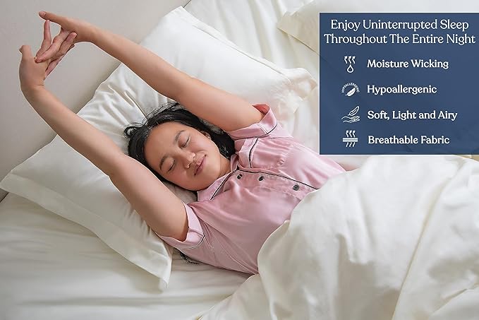 GOTS Certified 100% Organic Cotton Sheets, 400TC Long Staple Cotton, Ultra Soft, Silky, Moisture-Wicking, Smooth & Breathable, with Elasticized Deep Pocket