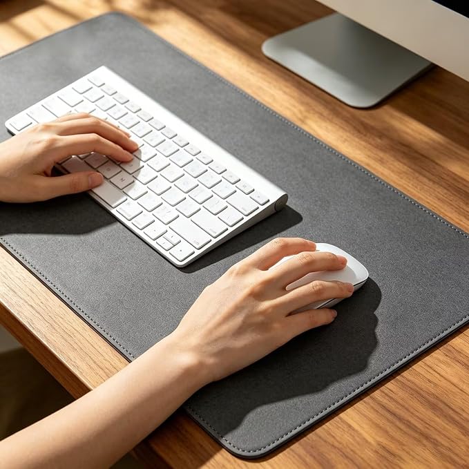 Desk Pad - Large Leather Desk Mat (23.5 x 59) - Buttery Smooth Writing, Damage Blocking, Non-Slip, Waterproof - Home Office Computer Table Protector Blotter Laptop Keyboard Mouse Pad