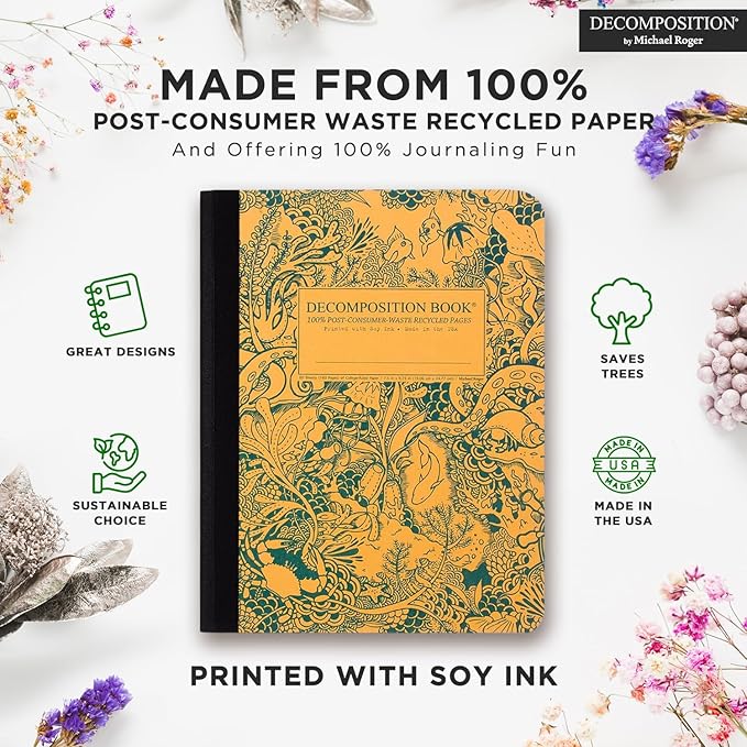 Decomposition Under the Sea College Ruled Composition Notebook - 9.75 x 7.5 Journal with 160 Lined Pages - Cute Notebooks for School Supplies, Home & Office - 100% Recycled Paper - Made in USA