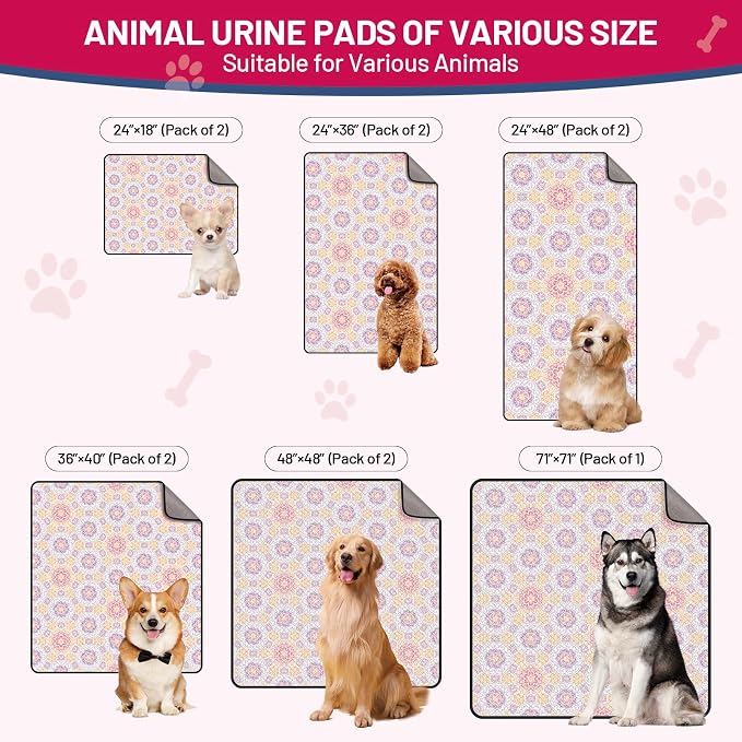 Washable Dog Pee Pads - Absorbent Reusable Puppy Training Pads, Waterproof Leak - Proof & Non - Slip for Crate Whelping Potty Training 72x72 (Pack of 1)