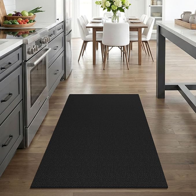 EARTHALL Woven Area Rug 3x4 Ft Washable Rugs for Entryway Braided Non Slip Rubber Backed Throw Rugs Door Mat Indoor Outdoor Entrance Cotton Carpet for Kitchen Foyer Front Door, Black/Grey
