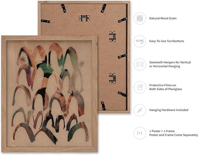 Monem Art Abstract Arch Mark Making Painting Print - Contemporary Peach and Mocha Art Poster - Wall Decor for Living Room, Bedroom or Office - 16x20 Beige Framed Wall Art by Renee Stramel