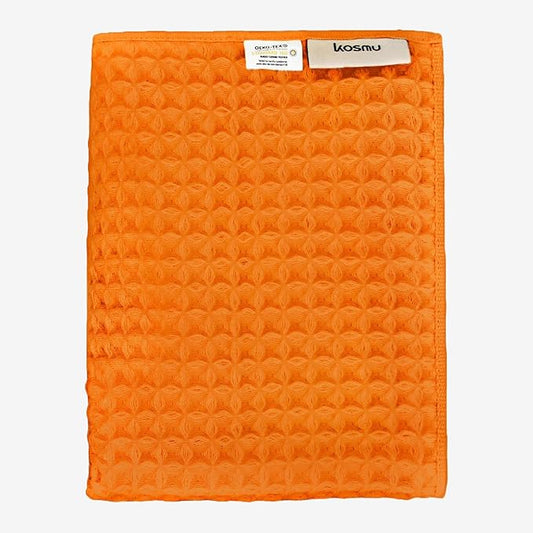 Luxury Japanese Cotton Silk Bath Towel, Plush, Absorbent & Quick Dry, Storage Bag Included (Hand Towel, Coral Orange)