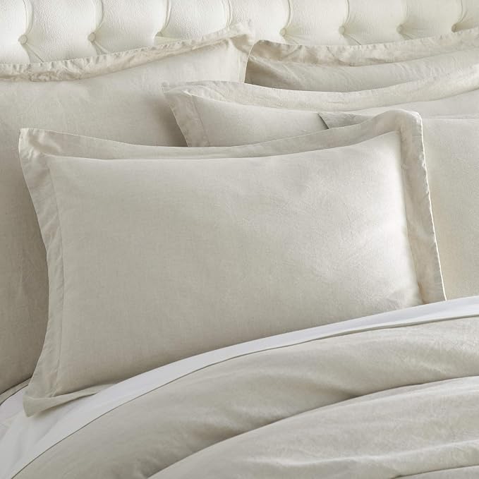Levtex Home - 100% French Flax Linen - Full/Queen Duvet Cover - French Flax Washed Linen - Natural - Duvet Cover Size (90x94in.)