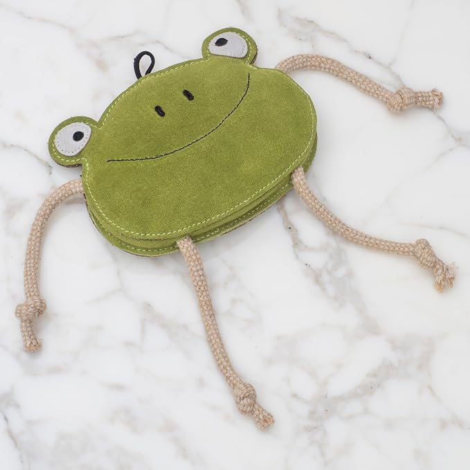 Fuzzl Eco Leather Lily Frog Natural and Tough Dog Toys - Dog Toy for Dogs and Puppy