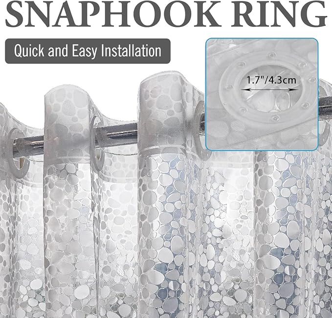 PEVA Plastic Waterproof Shower Curtain Liner No Hook Needed for Bathroom Shower Curtain 59" x 70"