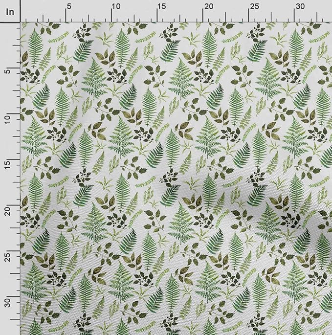 Soimoi Luxurious 58" Wide Green - Leaves Printed, Cotton Jersey Fabric - Perfect Material for Clothing, Home Decor, Craft Projects, 1 Yard