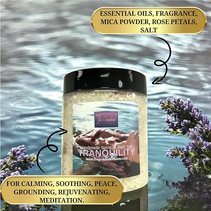Tranquility Bath Salts – Dead Sea Salt Bath Soak for Relaxation, Calm, Spiritual Cleansing & Ritual Use 12oz