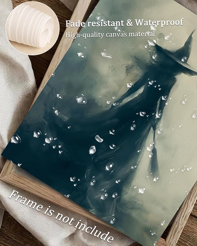 Vodefoad Vintage Witch Wall Art Halloween Decor, Retro Gothic Witch Print, Spooky Witch in Dark Forest Canvas Prints for Wall Decor, Vintage Moody Halloween Wall Art | Witchy Cottage Fall Halloween Decor for Gallery, Living Room, Bathroom, Bedroom,Holi...