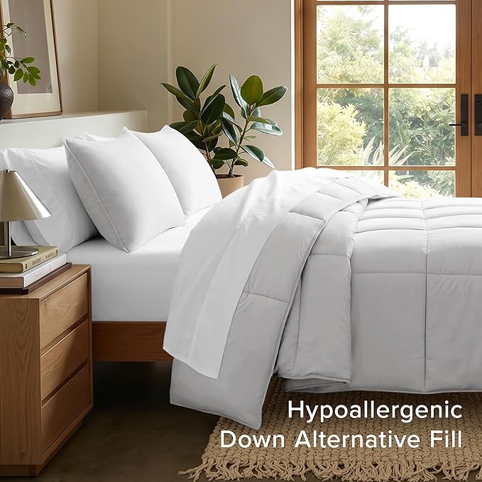 Bare Home Comforter Set - Full Size - Ultra-Soft - Goose Down Alternative - Premium 1800 Series - All Season Warmth (Full, Cloud Grey)