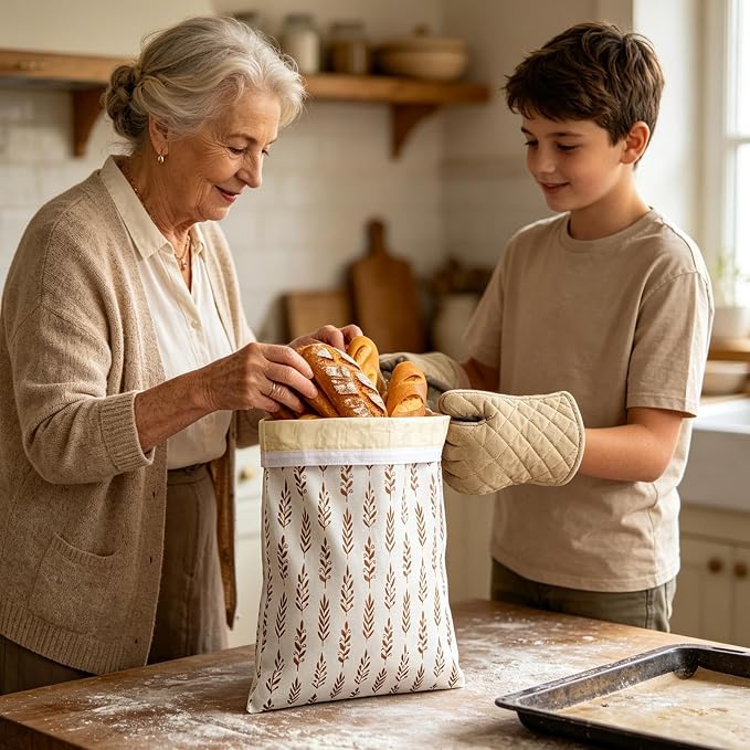 Bees Wax Bread Bag Reusable Washable Safe Portable Storage | Homemade Bread Waxed Storage Bags for Lovers Families Friends Women Men