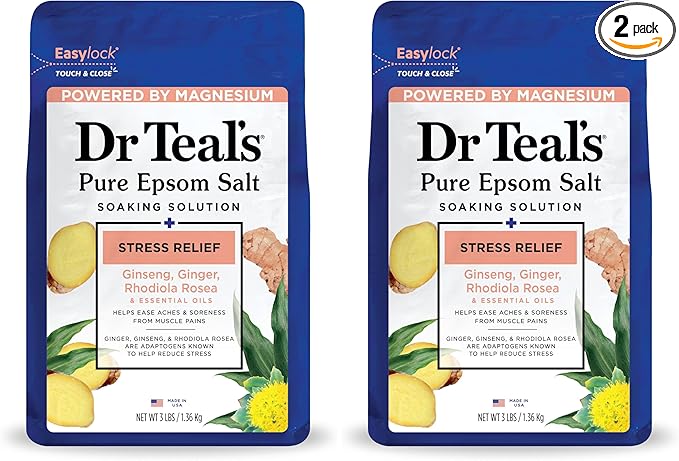 Dr Teal's Pure Epsom Salt, Stress Relief with Essential Oils, 3 lbs (Pack of 2)
