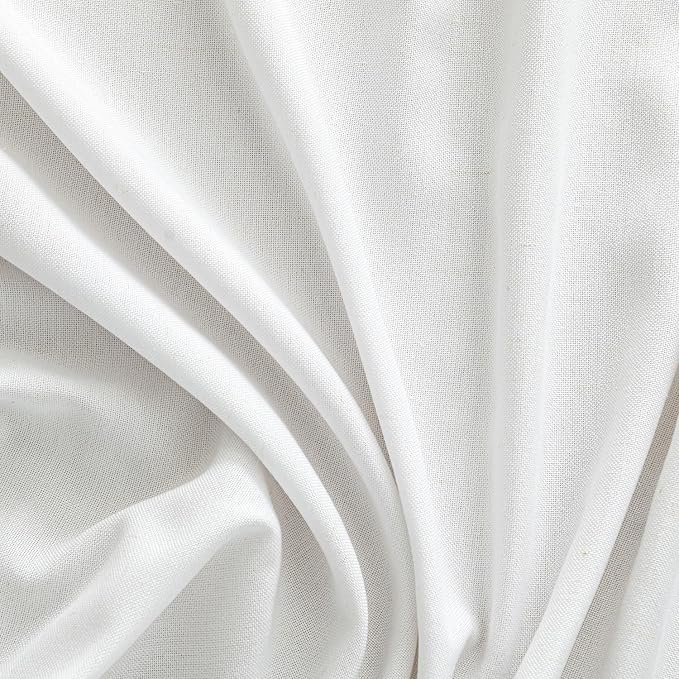 MIULEE Non-See-Through Privacy Linen Curtains 2 Panels, Light Filtering Window Curtains Farnhouse Textured Back Tab Semi Sheer Drapes for Bedroom Living Room, 52 x 96 Inches Long, Pure White