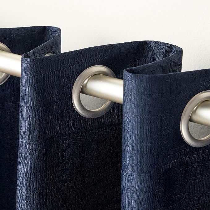 Exclusive Home Loha Linen Grommet Top Curtain Panel Pair, 54"x84", Peacoat Blue