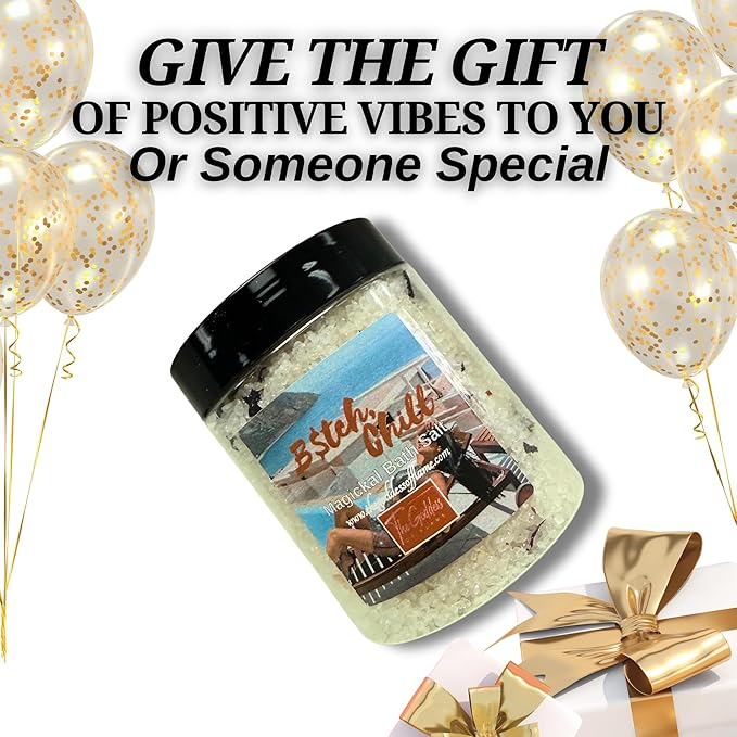 B*tch Chill Bath Salts – Dead Sea Salt Bath Soak for Relaxation, Stress Relief, Spiritual Cleansing & Ritual Use 12oz