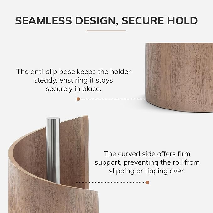 Anji Mountain Wooden Paper Towel Holder with Iron Holder, Holder Stand for Kitchen Roll Organizer & Kitchen Dining Table Home Décor, Countertop Fits Jumbo & Mega Rolls - Biscotti/Nickel, Classic