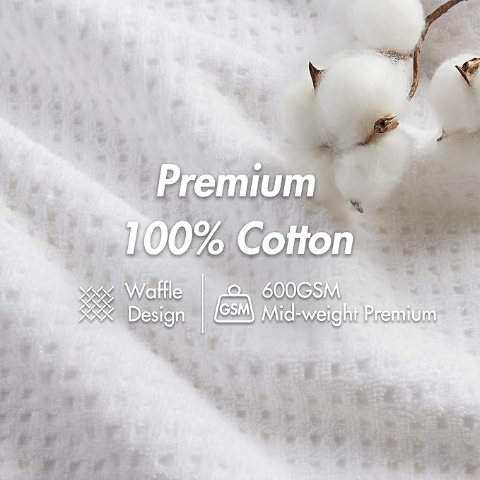 Madison Park Spa Waffle 100% Cotton Luxurious Towel Set, Premium Texture Waffle Weave, Highly Absorbent, Quick Dry, Hotel & Spa Quality Wash Clothes for Bathroom, Assorted Sizes, White 6 Piece